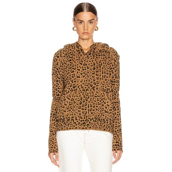 Nili Lotan Janie Whiskey Leopard Animal Print Hoodie Sweater Size Small - Picture 1 of 5